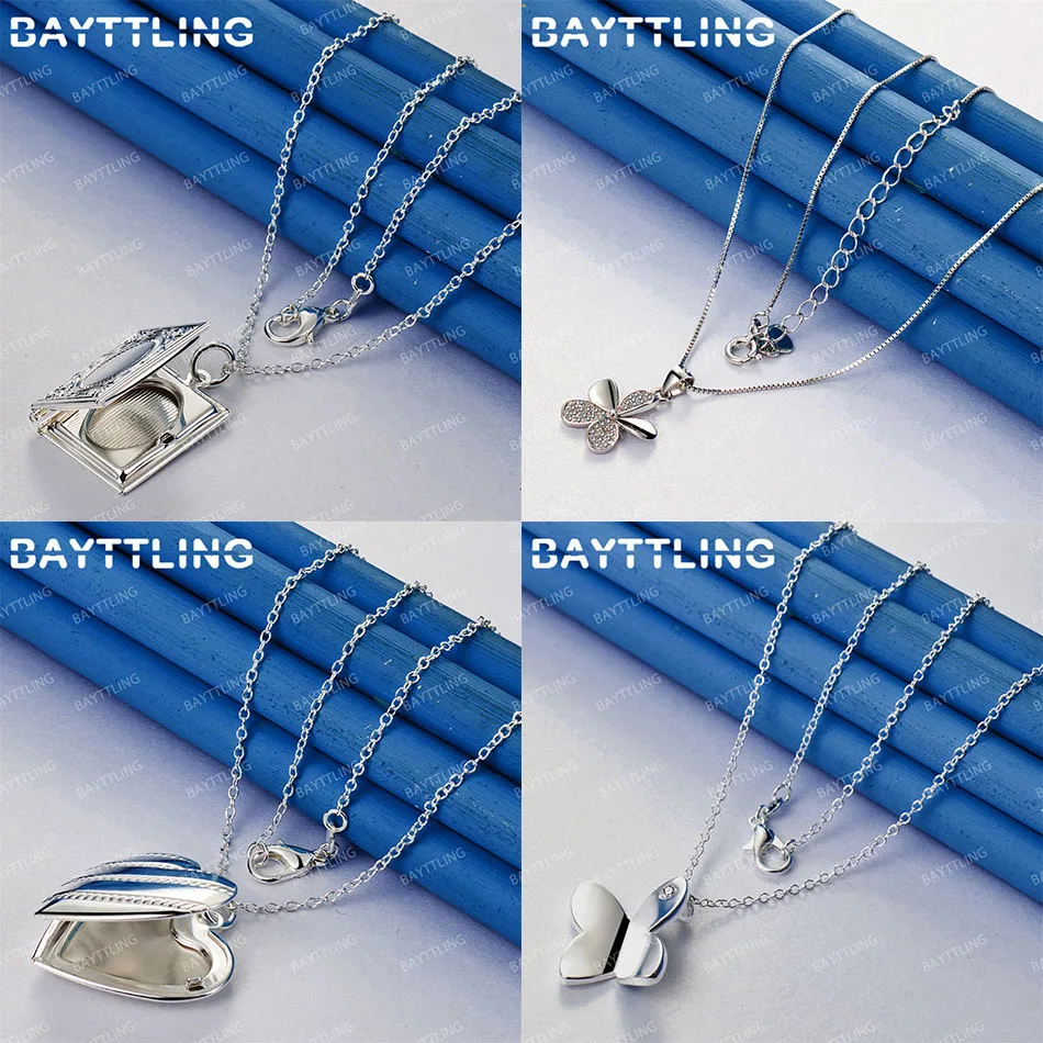 

Charm 925 Sterling Silver 16-30 Inch Delicate Flower Butterfly Pendant Necklace Women's Accessories Jewelry Gift Wedding