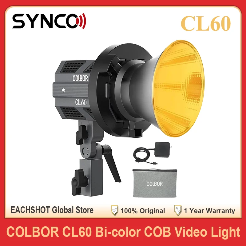 SYNCO COLBOR CL60 Двухцветный светодиодный COB видеосвет с управлением через приложение Bowens Mount 2700-6500K Студийная съемка Видеосъемка для Tiktok Youtube