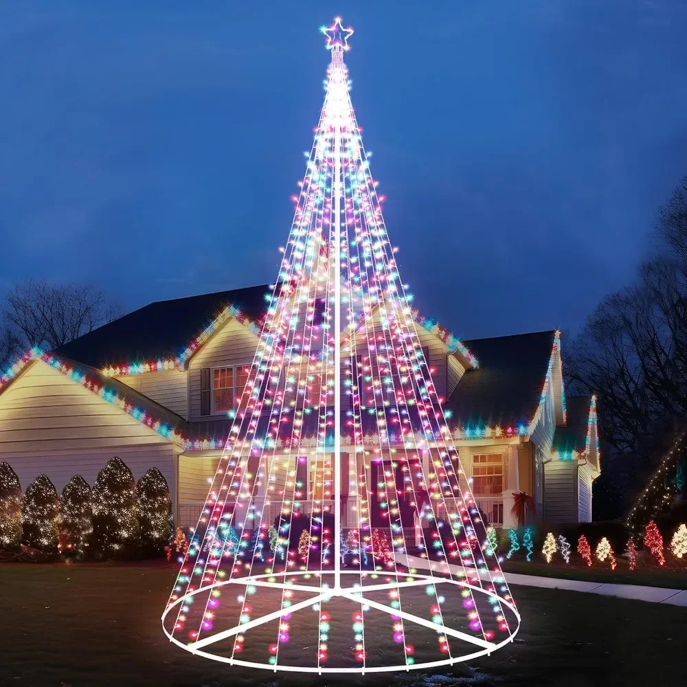 

25 Foot High LED Illuminated Christmas Tree Outdoor, Pre Installed Christmas Cone Tree with Star Shaped Decoration Home &Garden