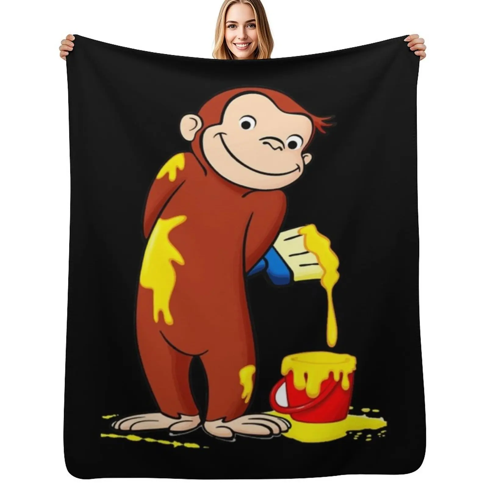 

Curious George monkey with yellow Throw Blanket Polar For Decorative Sofa Blankets