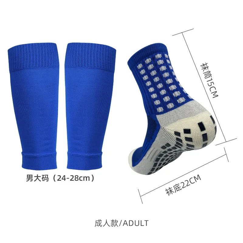 2 Pairs Set Men Grip Soccer Socks and Knee Pads Calf Sleeves Adult Youth Non Slip Leg Shin Guards for Basketball Football Sports