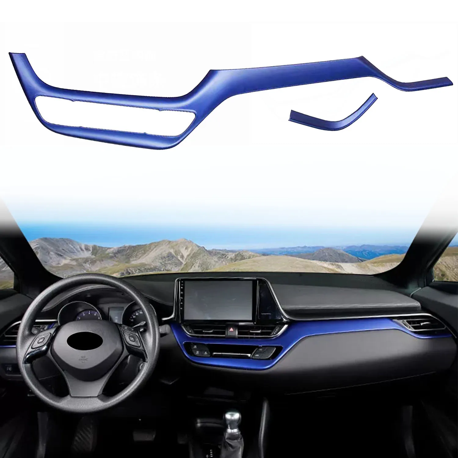 

For Toyota C-HR CHR LHD!!! ABS Blue Interior Central Console Molding Strip Cover Trim Car Accessories 2pcs