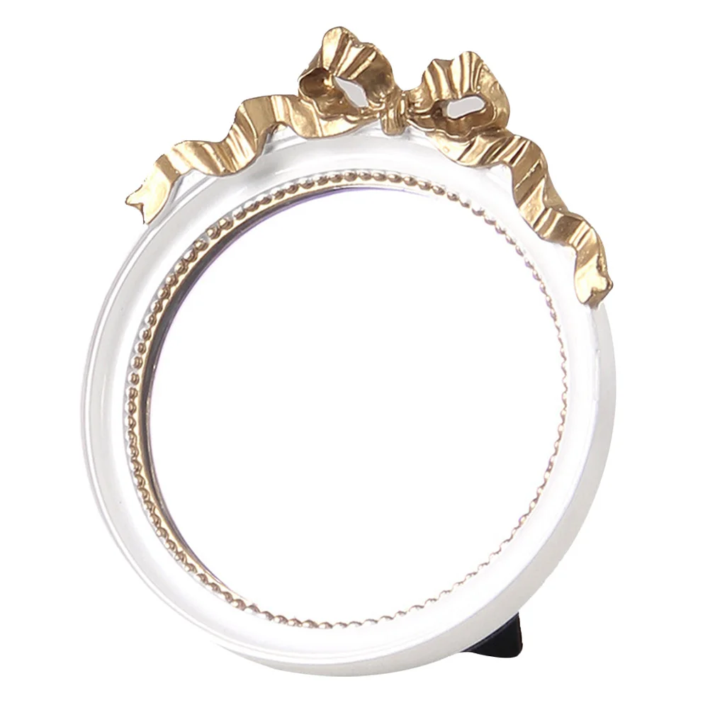 1 szt. Okrągłe Przenośne Lustro do Makijażu z Kokardką Wytrzymała Żywica Małe Ręczne Lustro do Makijażu Damskie Narzędzie w Stylu Nordyckim Narzędzie do Makijażu dla Kobiet