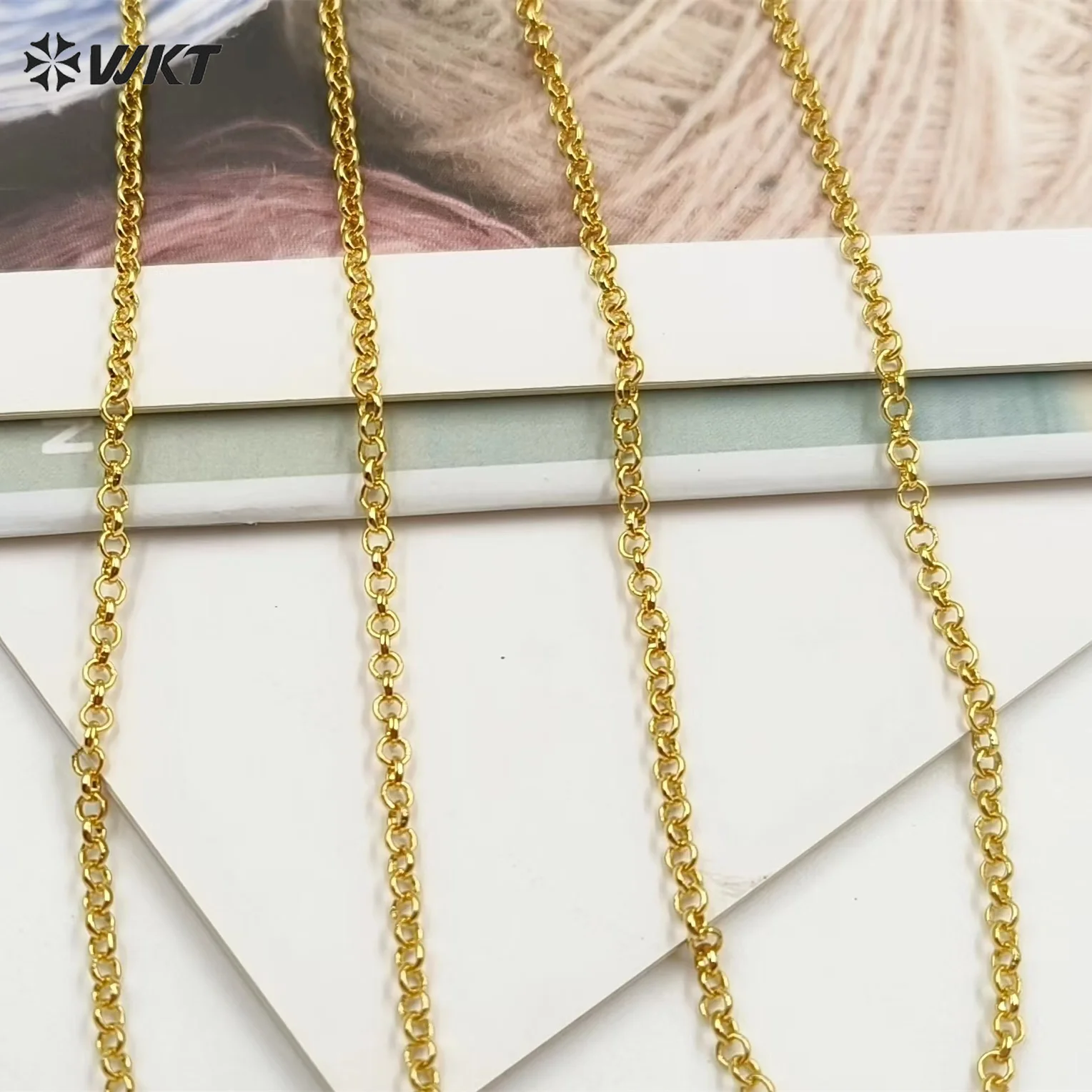 WT-BFN037 WKT Classic Style Small O Chain Gold Plated Yellow Brass Fashion Simple Necklace Ladies Jewelry DIY