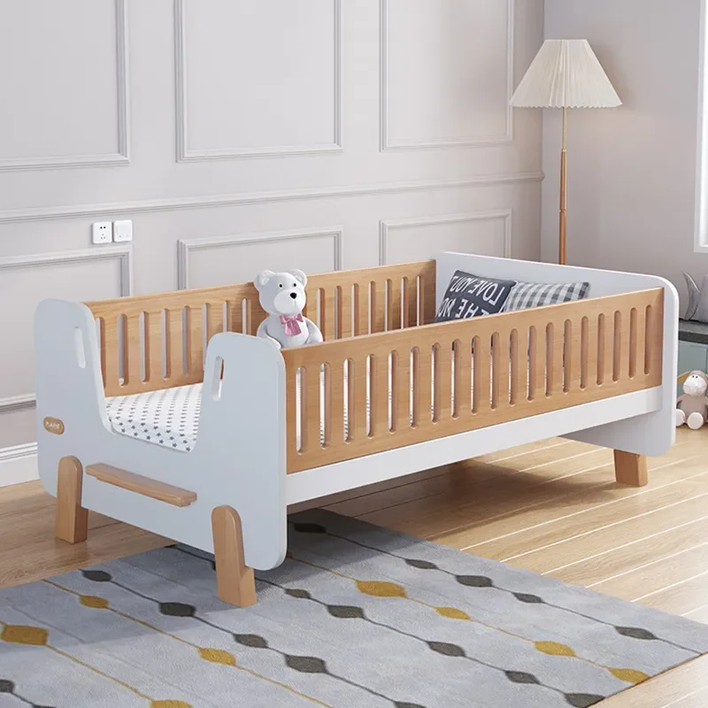 for Nordic Children Splicing Bed Baby Crib Widened Bedside Bed with Guardrail for Boy and Girl Single Bed
