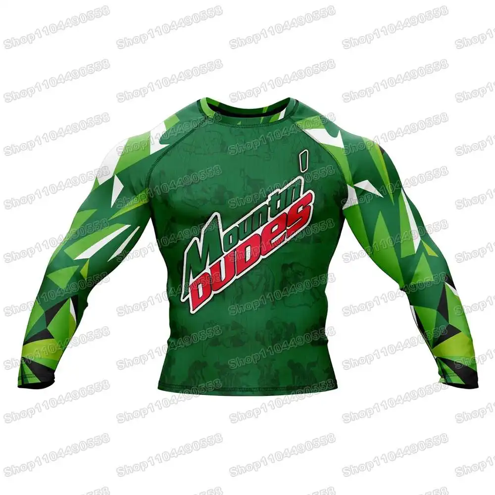 Mountin' Dudes T-Shirts Rash Guards Surfing Beach Trousers Swimwear Diving Gym Long sleeves MMA BJJ Men Jiu Jitsu Fitness Sets