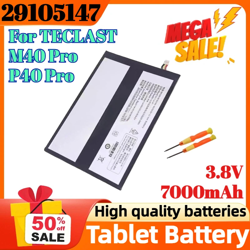 

Аккумулятор 3,8 В, 7000 мАч 29105147 для встроенного аккумулятора планшета TECLAST M40 Pro P40 Pro