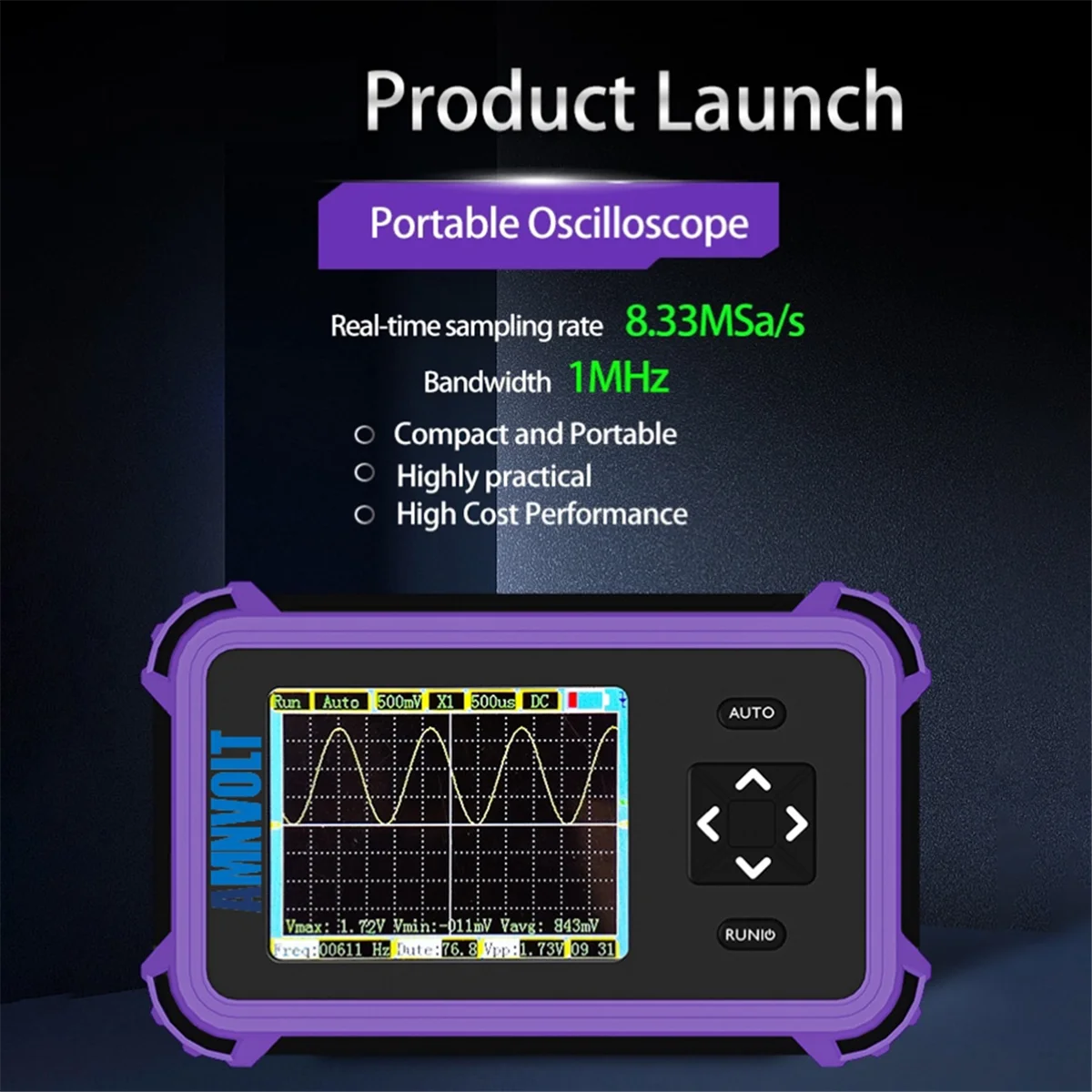 PDS833 Handheld Digital Osciloscope 2.8inch Screen 1Mhz Analog Bandwidth 8.33MSa/S 800VPP Digital Osciloscope Kit-OldTree