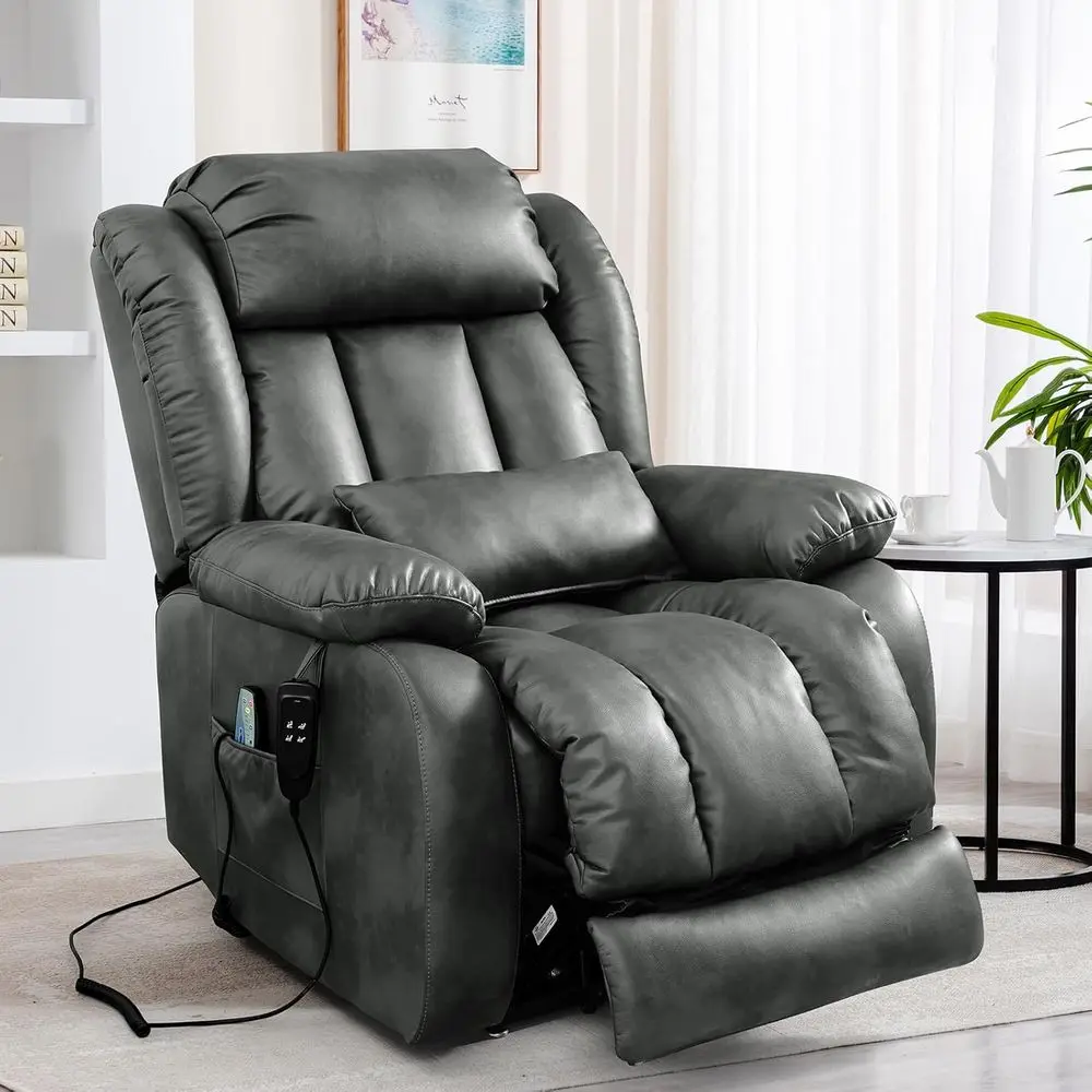 

Large Power Lit Recliner Chairs or Elderly,Ininite Position Lay lat Dual Motor Recliners Chair,with Heating and Massage, Breatha