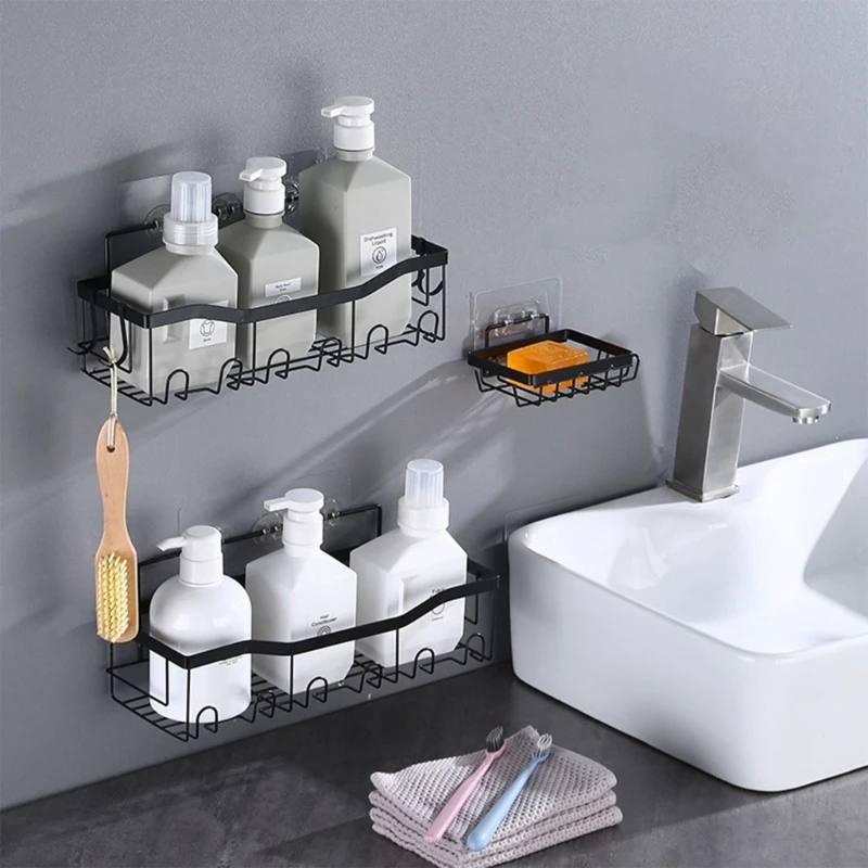 H55A Wall Mount Bathroom Shelf Hangable Organization Bathroom Face Cleanser Organizer