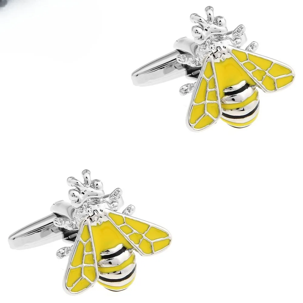 A Pair Bumblebee Bee Cufflinks Cufflinks Studs Shirt Cuff Novelty Animal Insect Design Fashion Men Gift Trendy Accessories