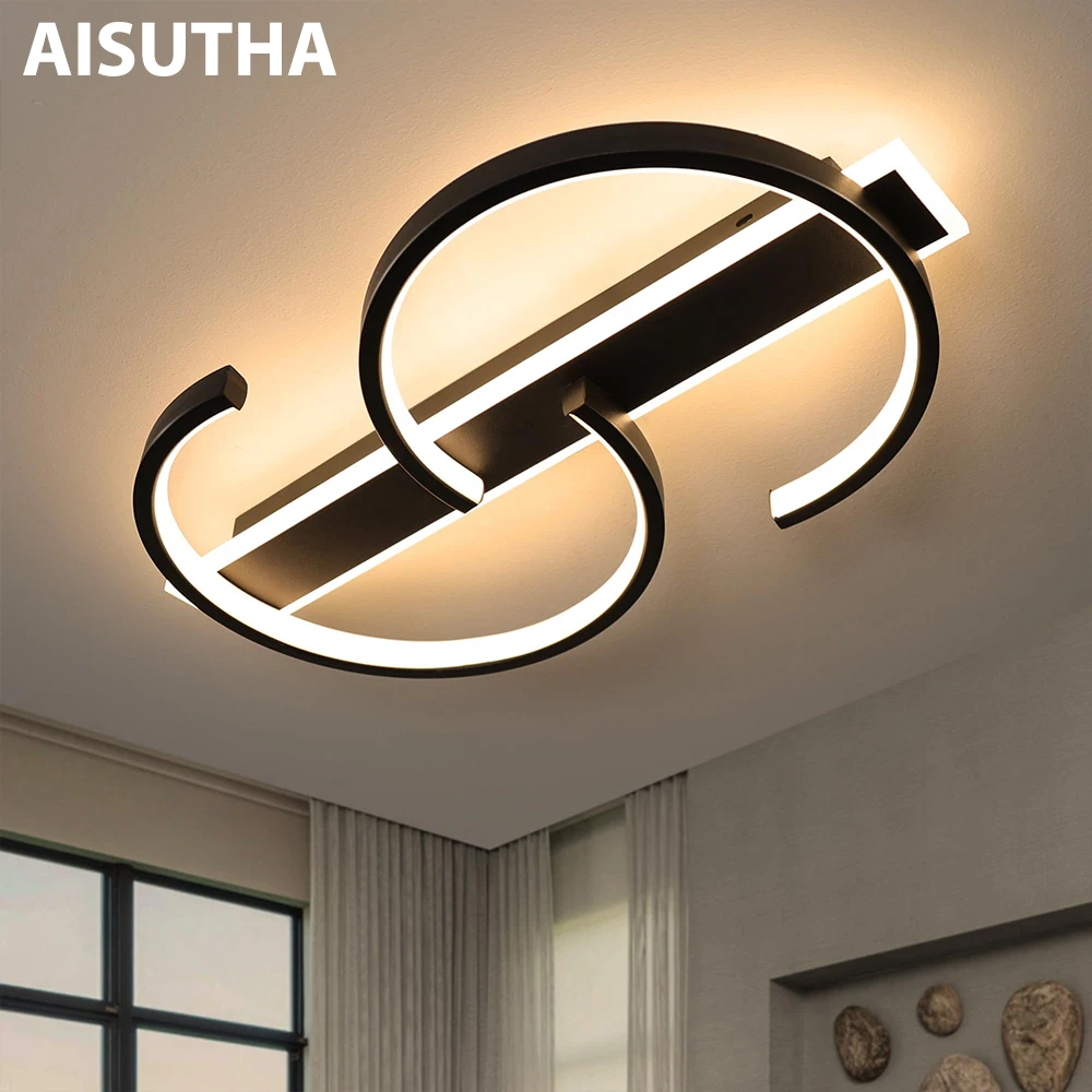 Moderne LED-Deckenleuchte mit 3 Farbtönen, kreisförmiges Doppelring-Design, festverdrahtet, Schaltersteuerung, für Küche, Schlafzimmer, Flur