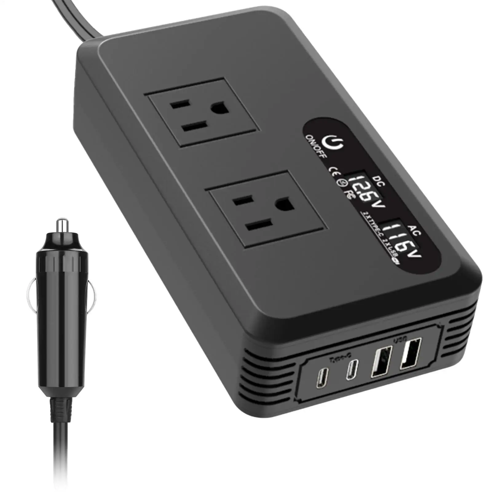 

Car Inverter Outlet Portable Charging Port Inverter Intelligent Versatile Charger Travel Adapter For Drones Cell Phones Laptops