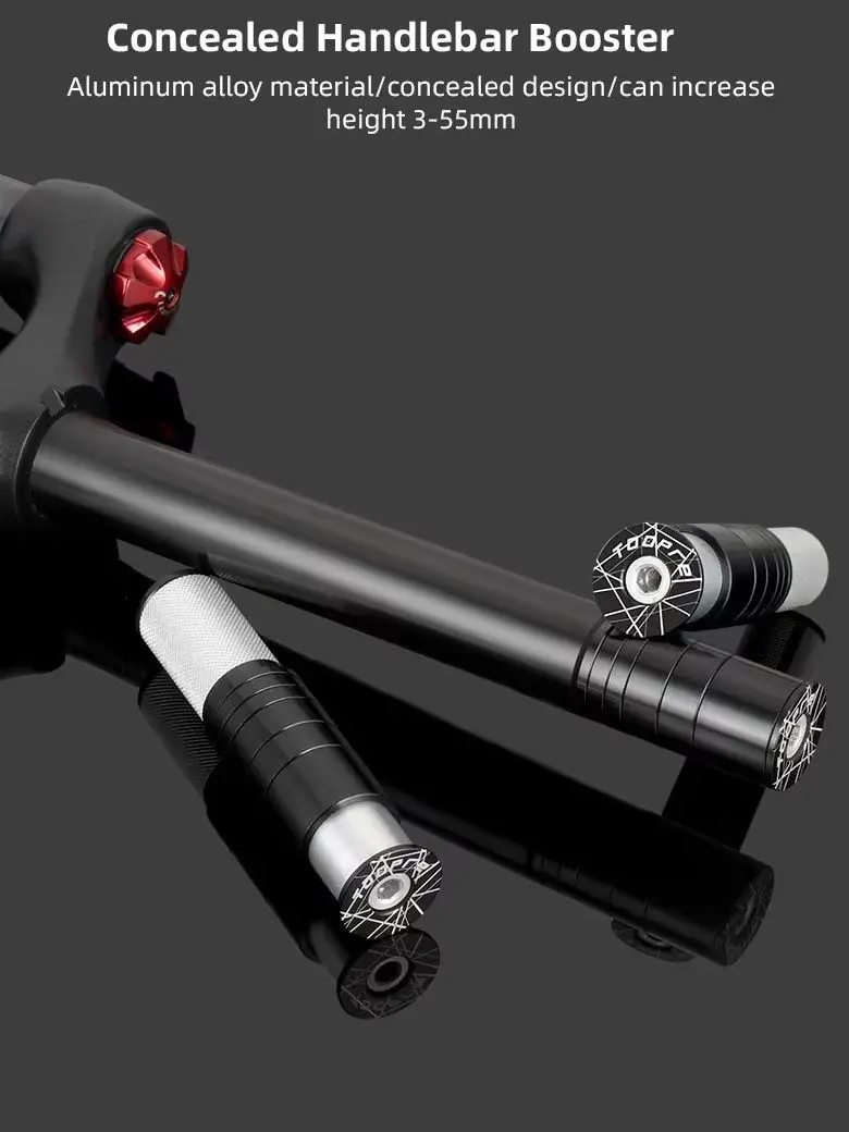 AliExpress TOOPRE Bicycle Hidden Handlebar Booster Aluminum Alloy 3‑55mm Adjustable Fork Stem Height Extender Spacer Kit for MTB Road Bike
