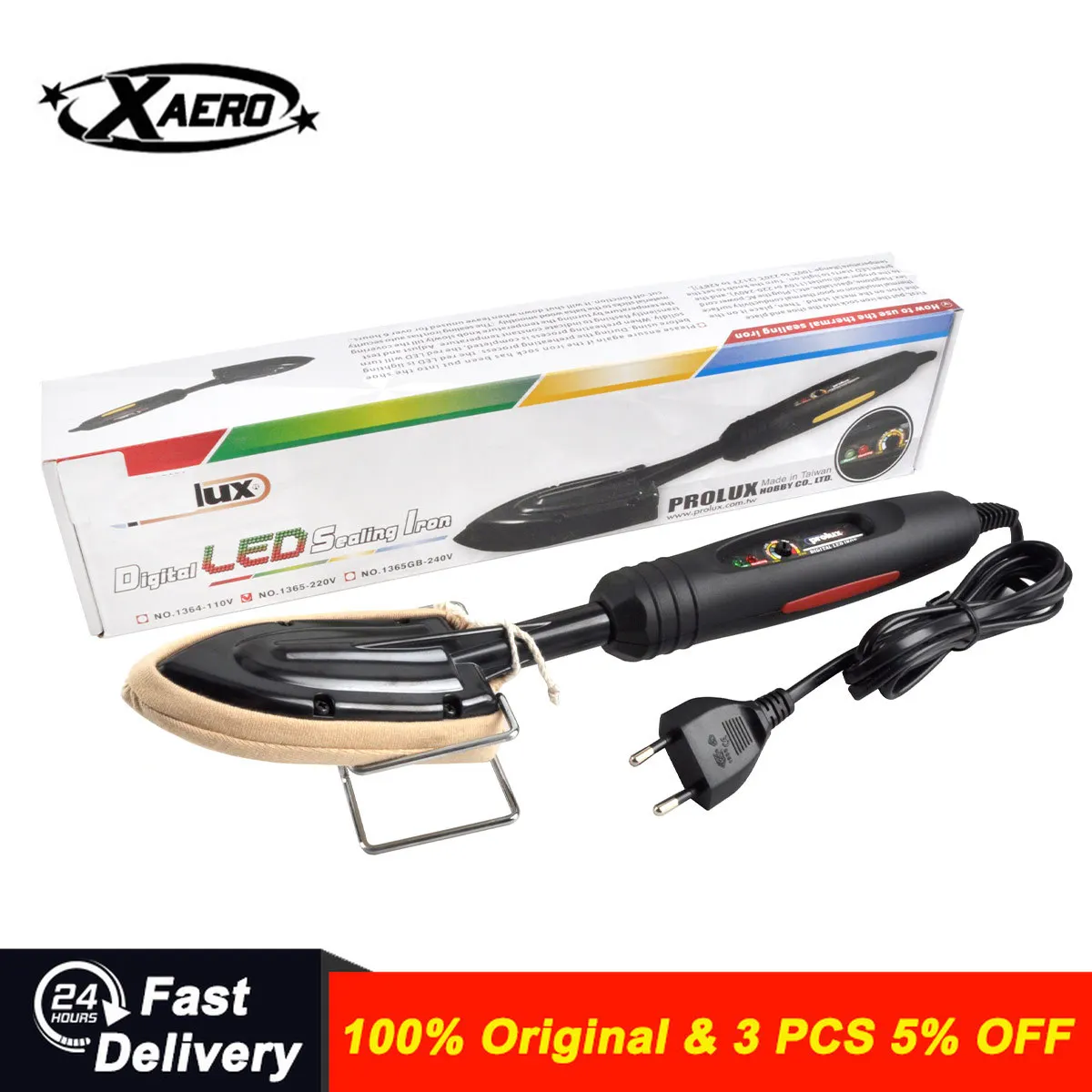 

Prolux Temperature Control Digital LED Covering Sealing Iron & sock 220V 1365 EU Standard