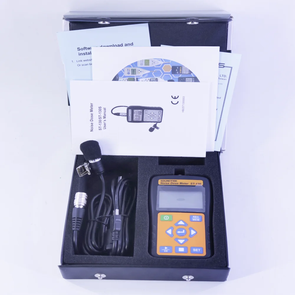 مقياس الجرعات الضوضاء الرقمي ST-130، جهاز اختبار التعريض الضوضاء، مقياس مستوى الصوت A/C/Z مع مسجل البيانات #6