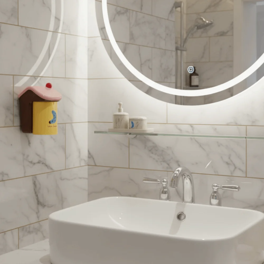 

Wall Mounted Toothbrush Cup Holder Magnetic Cartoon Mouthwash Cup Holder Ventilated Plastic Toothbrush Storage Rack