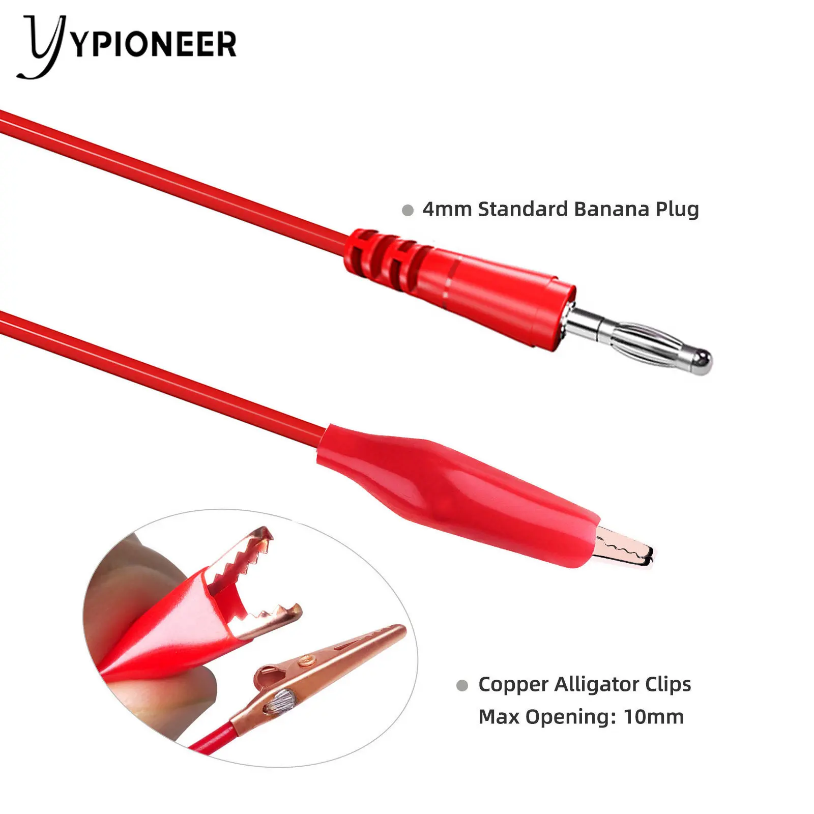 YPioneer-Pinzas de cocodrilo para pruebas eléctricas, cables de prueba, Cable de 3, 3 pies/1m, enchufe Banana a Cocodrilo, 4mm, P1042, 5 uds.