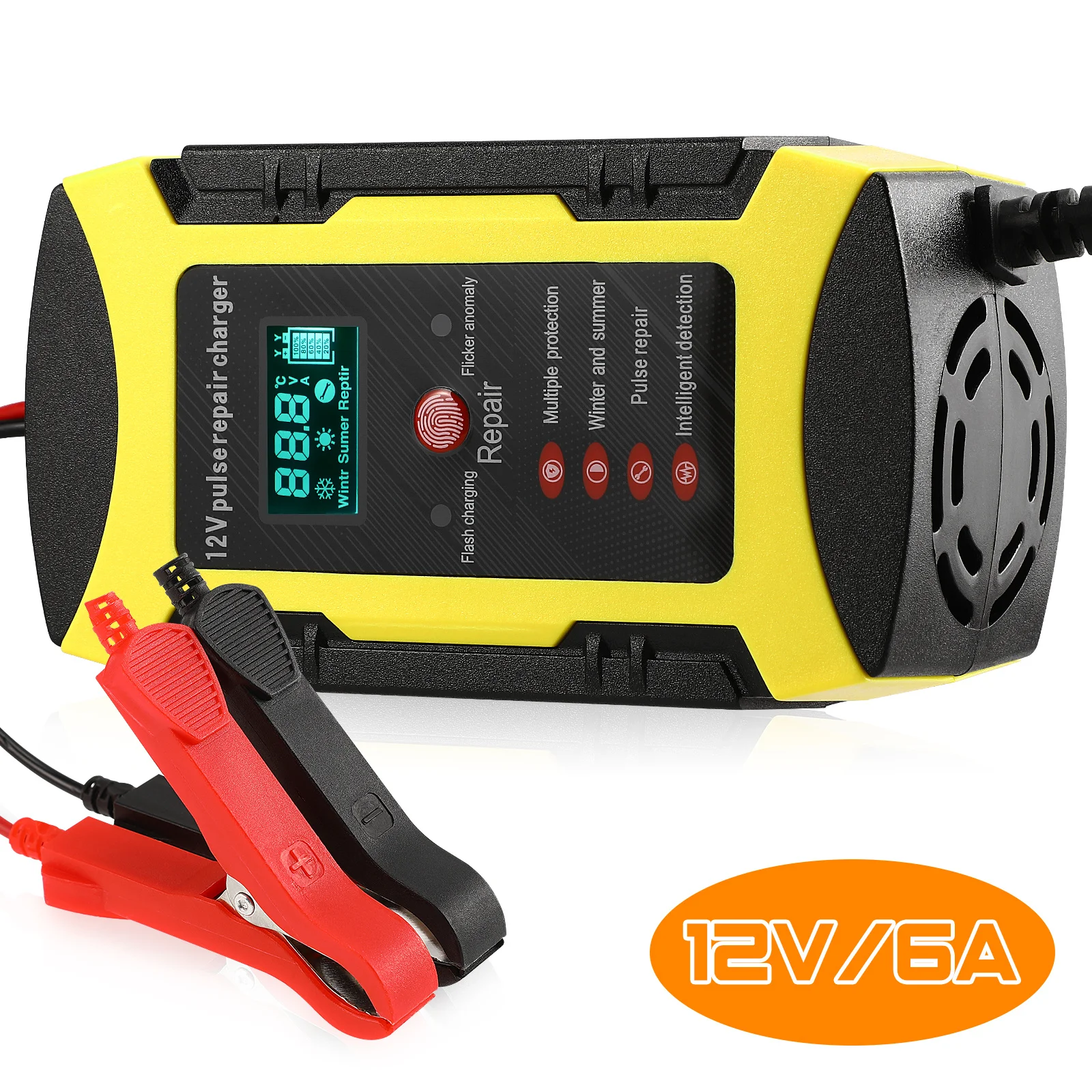 

12V 6A Car Automatic Smart Digital Display Temperature Detection For Motorcycle Auto Truck Boat Atv Lawn Mower