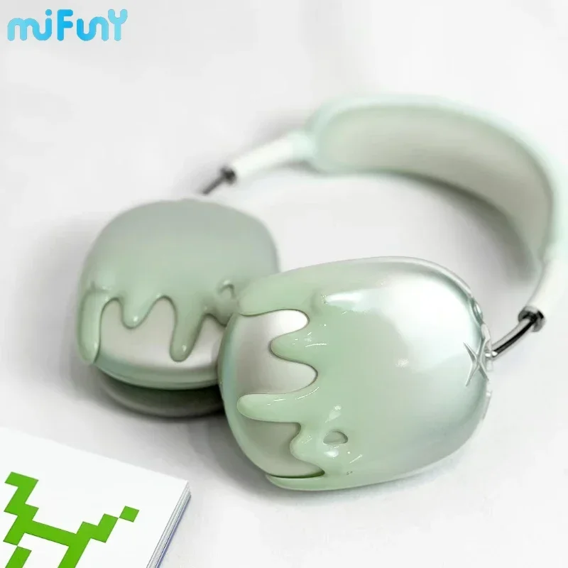 Mifuny Airpods Max Case Cover Liquid Gradient Green/black Design Resin Printing Suitable for Airpods Max Headphone Accessories