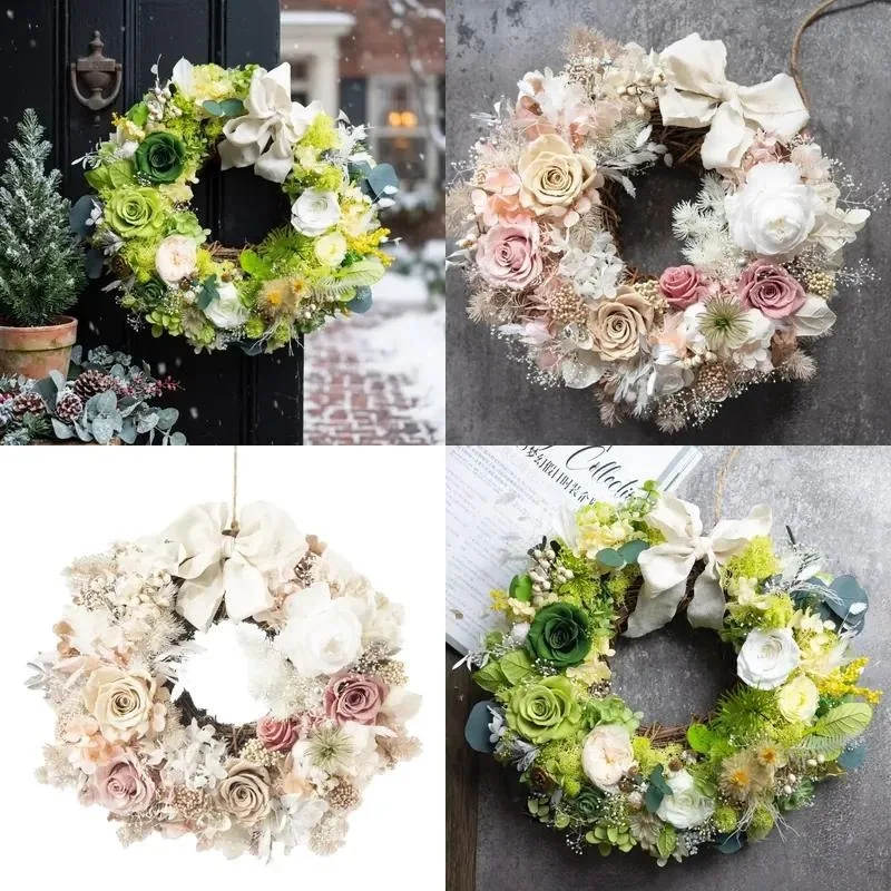 Large Rattan Garland Dried Flower Pendant for Home Bedroom Hotel Door Frame Soft Decoration Christmas Premium Gift