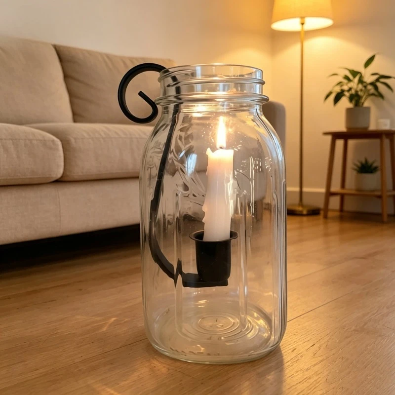 Rustic Farmhouse Metal Candle Holder for Mason Jars Vintage Style Wall-mounted Jar Candle Insert Iron Art Candle Stand