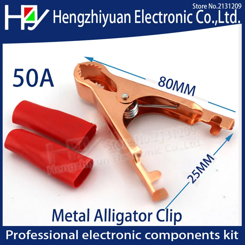 50A Red + Black 80mm Crocodile Car Caravan Van Battery Test Lead Clips Best Promotion Alligator Clips