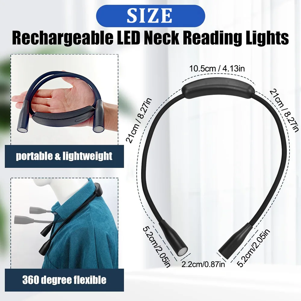 LED القراءة الرقبة ضوء USB مصباح الكتاب القابلة لإعادة الشحن 360 ° مرنة الذراع قراءة كتاب ضوء قراءة الرقبة مصباح دراسة القراءة ضوء الليل #3