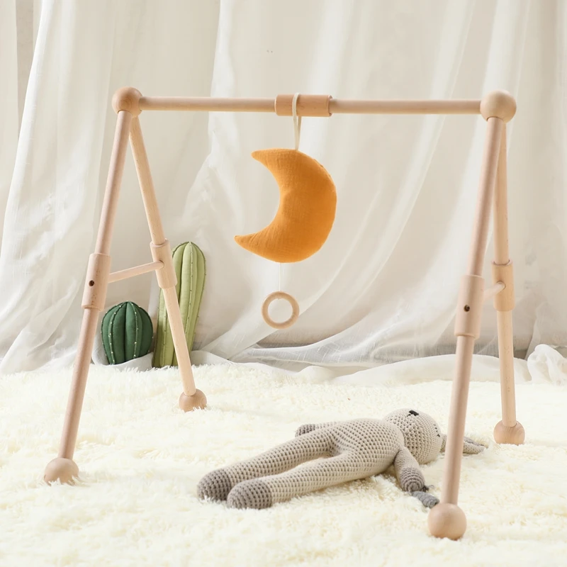 Baby Mobile Crib Bed Bell Toy 0-12 Months Rattle Windup Cotton Moon Pendant Gym Bracket Mobile Crib Pendant Rattle Toy for Baby