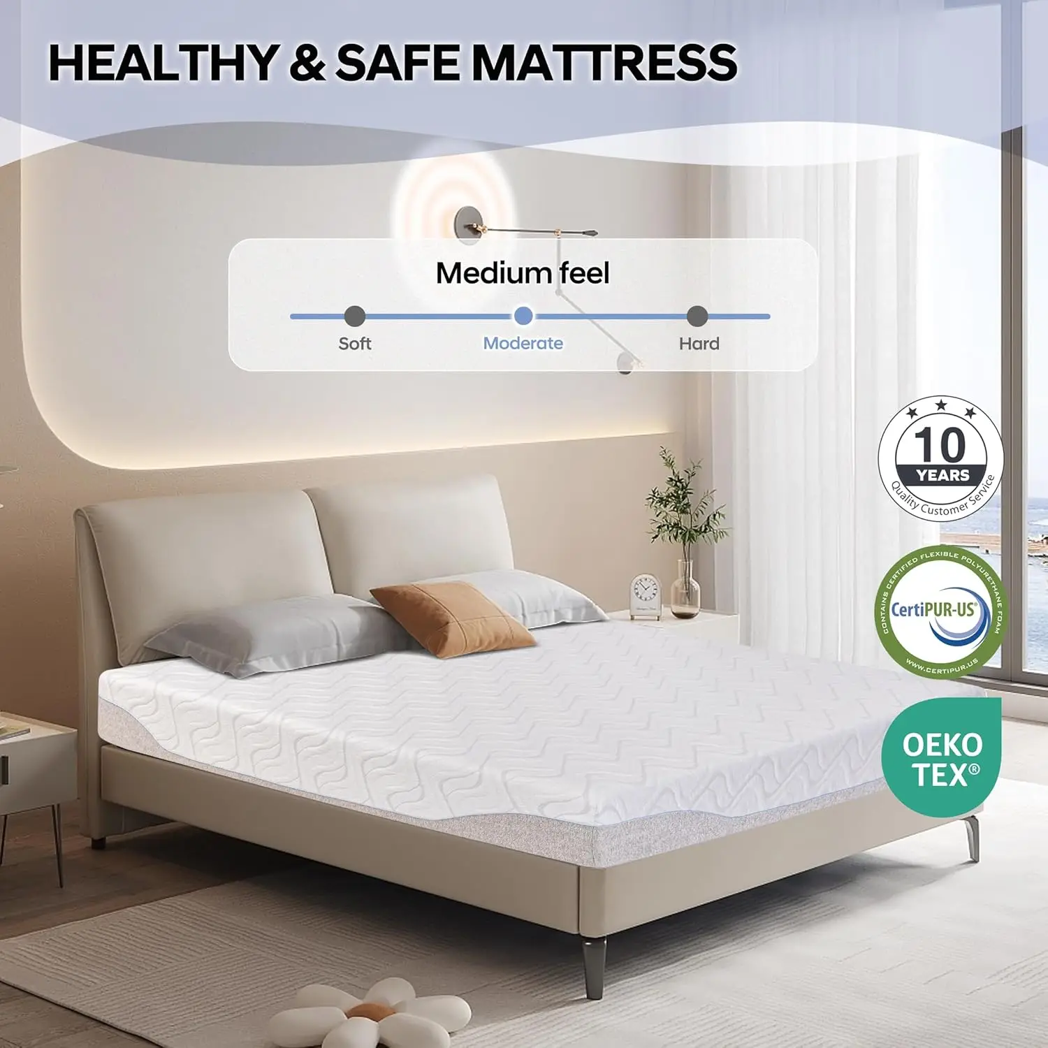 Queen Mattress 9 Inch, CertiPUR-US Certified Green Tea Gel Memory Foam Mattress in a Box Fiberglass Free, 60