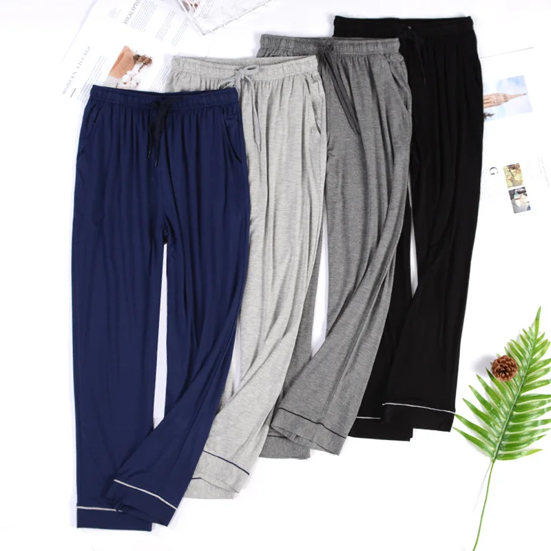 Pantalones de pijama de punto para hombre, ropa de dormir, parte inferior de Modal, Jersey ultrasuave, pantalones de salón, ropa de dormir para el hogar