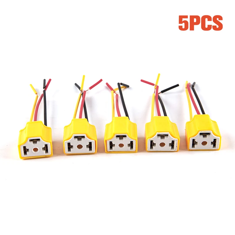 

5PCS Car Headlight Ceramic Socket H4 Ceramic Plug High Temperature H4 Socket