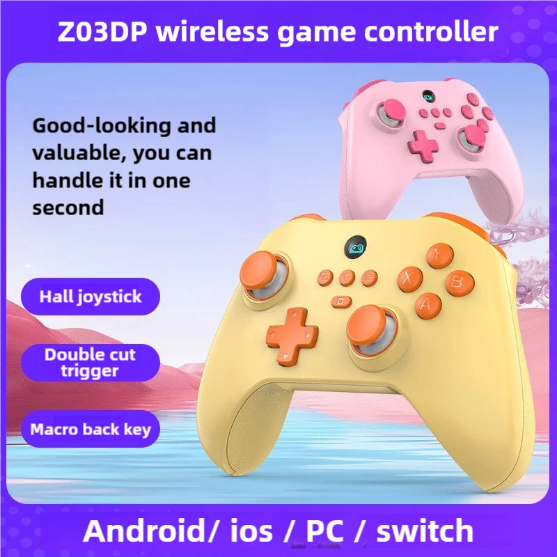 Z03DP Wireless Game Controller For Nintendo Switch/iOS/Android/PC With Hall Joystick Back Key Multicolor Bluetooth Gamepad New