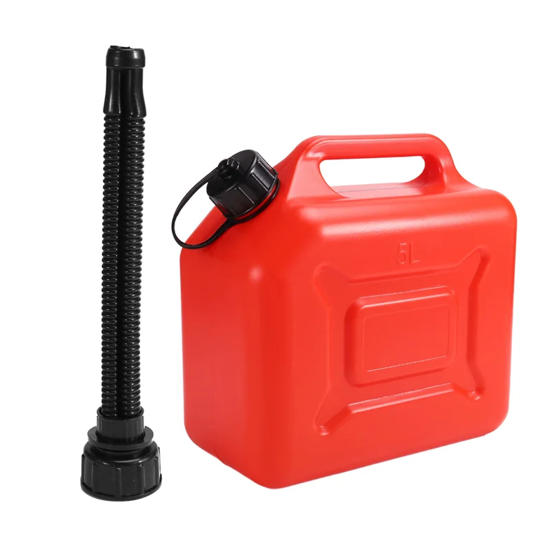 5L Car Fuel Tank Can Spare  Plastic Petrol Gas Container Anti-Static Fuel Carrier  With Pipe For Car-[Qahk]