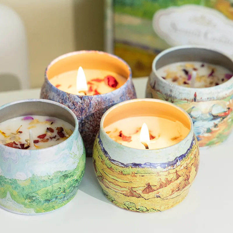 

Aromatherapy Candle Gift Box Christmas Gift Oil Painting Series Interior Decoration Incense Lasting Freshness