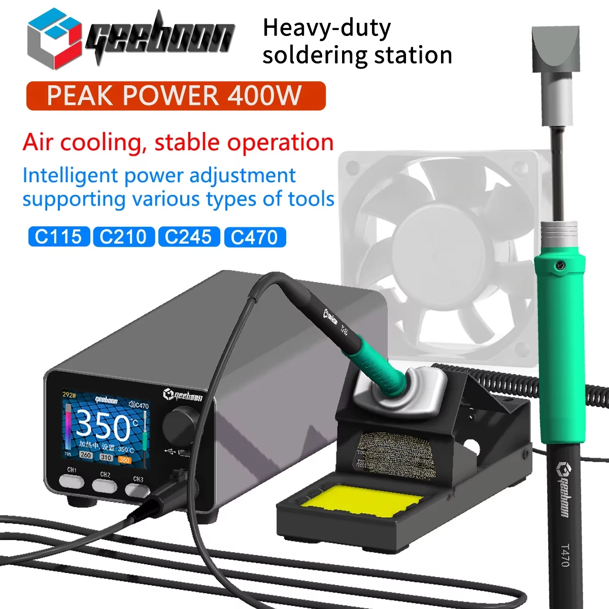 GEEBOON HC24 400W Heavy Duty Soldering Station Intelligent 24 Inch IPS Display Fast Heating Compatible With C470 C245 C210 C115