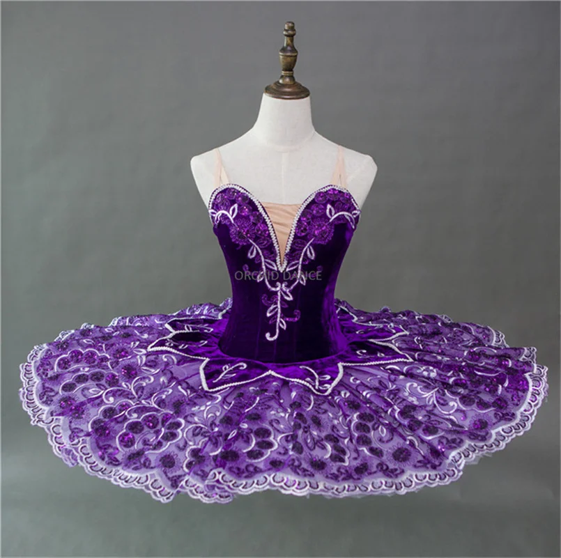 

New Coming Professional High Quality Costom Size Costom Color Children Girls Performance Wear Velvet Purple Ballet Tutu