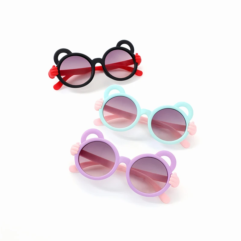 2024 neue Sommer Kinder Sonnenbrille niedlichen Palmen Teddybär Cartoon niedliche Brille helle Gläser Baby UV-beständige Brille