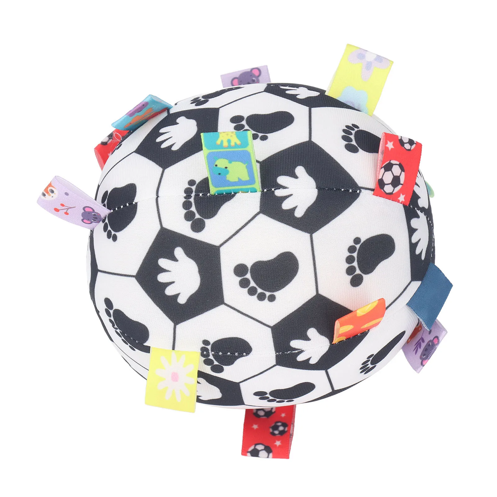 

ZK20 Baby Grasping Fabric Ball Black White Visual Sound Training Improve Coordination Hand Ball Rattle Toy Shape