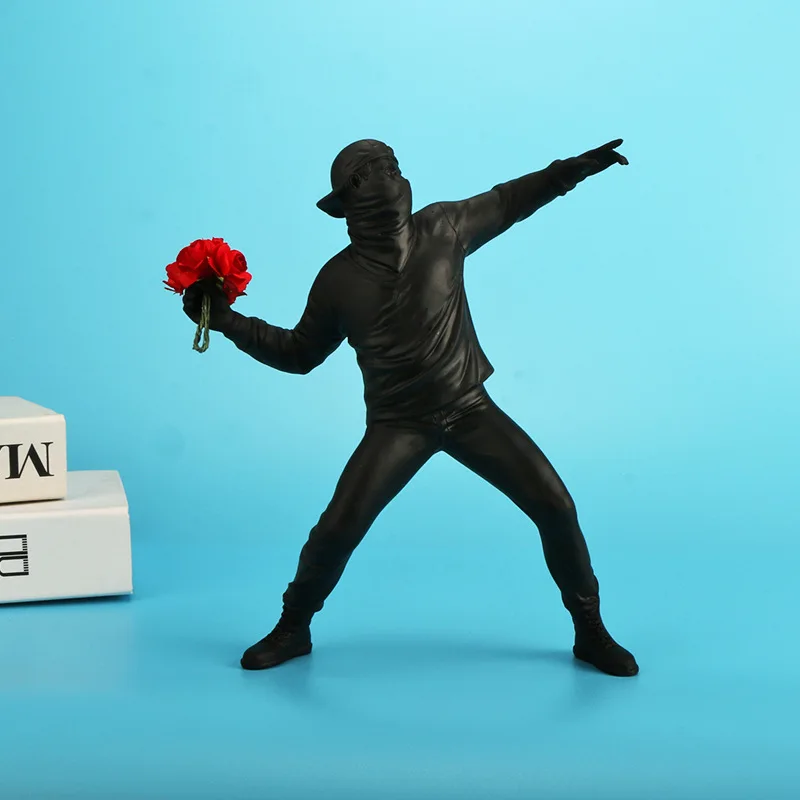 Banksy Still Flower Ornament Abstract Artwork Sculpture Figure Ornament Living Room Study Home Decoration Crafts