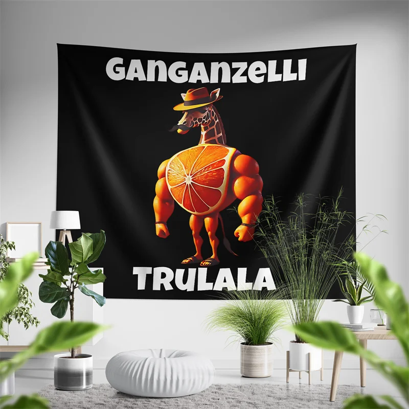 Aertemisi Ganganzelli Trulala Brainrot italiano divertido Meme tapiz arte colgante de pared para dormitorio decoración para sala de estar fondo de fiesta