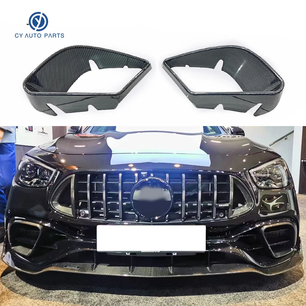 For Mercedes Benz E63 W213 LCI Exterior Accessories Carbon Fiber B Style Front Bumper Fog Lamp Frame Decoration Cover Trim