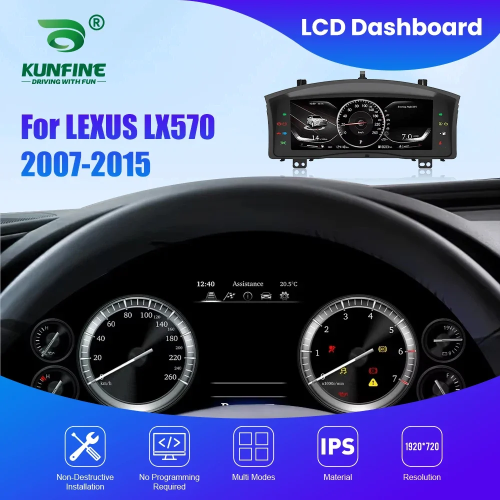 

Cluster Dashboard For LEXUS lX570 2007-2015 Speedometer Digital LCD Instrument Panel 12.3 Inch Latest Tachometer
