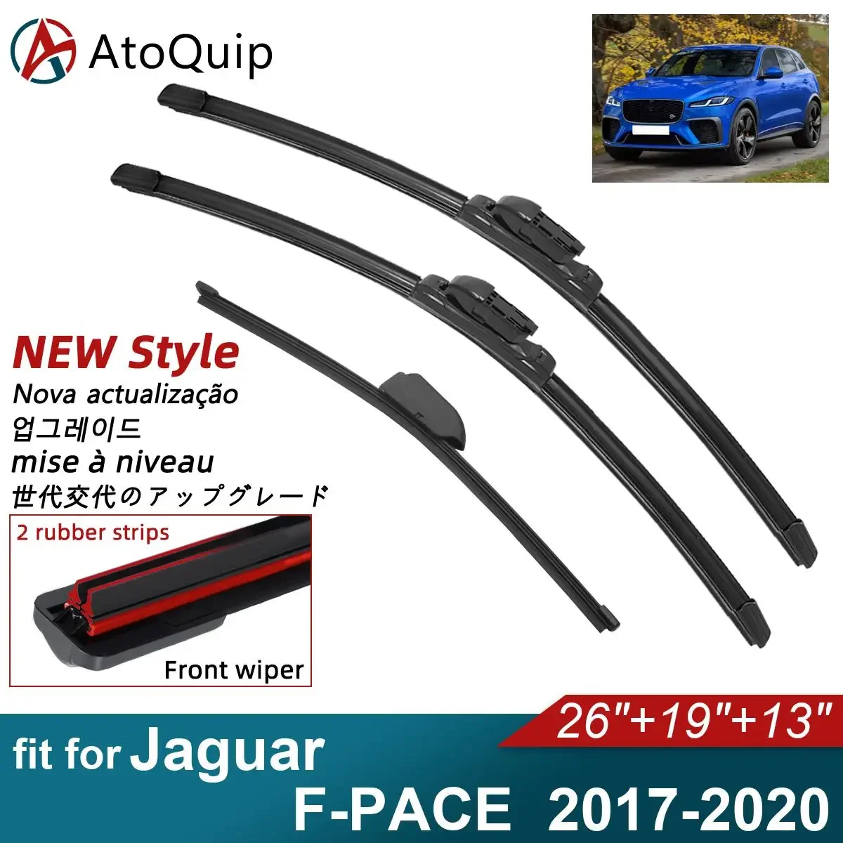 Double Rubber Car Wiper Blades for 2017-2020 Jaguar F-PACE Front Rear Windscreen Wipers Car Accessories 2017 2018 2019 2020