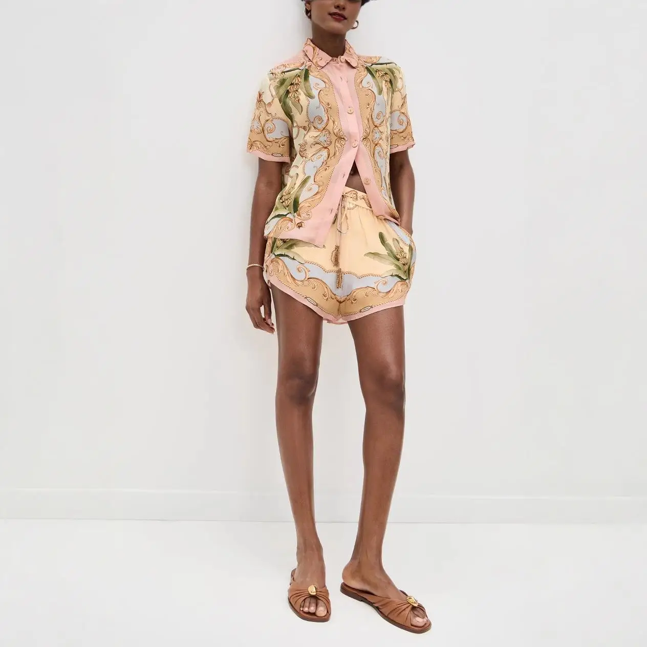 MLKSSJ Nouvelle station indépendante transfrontalière Casual Faion Linen irt Ele Sle Plant Motif floral Taille mi-basse PVC F...