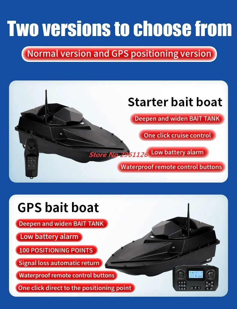 500M 100GPS Point Remote Control Fishing Boat 2KG Load Large Hopper LCD Display GPS Auto Return Cruise RC Fishing Bait Boat Toys