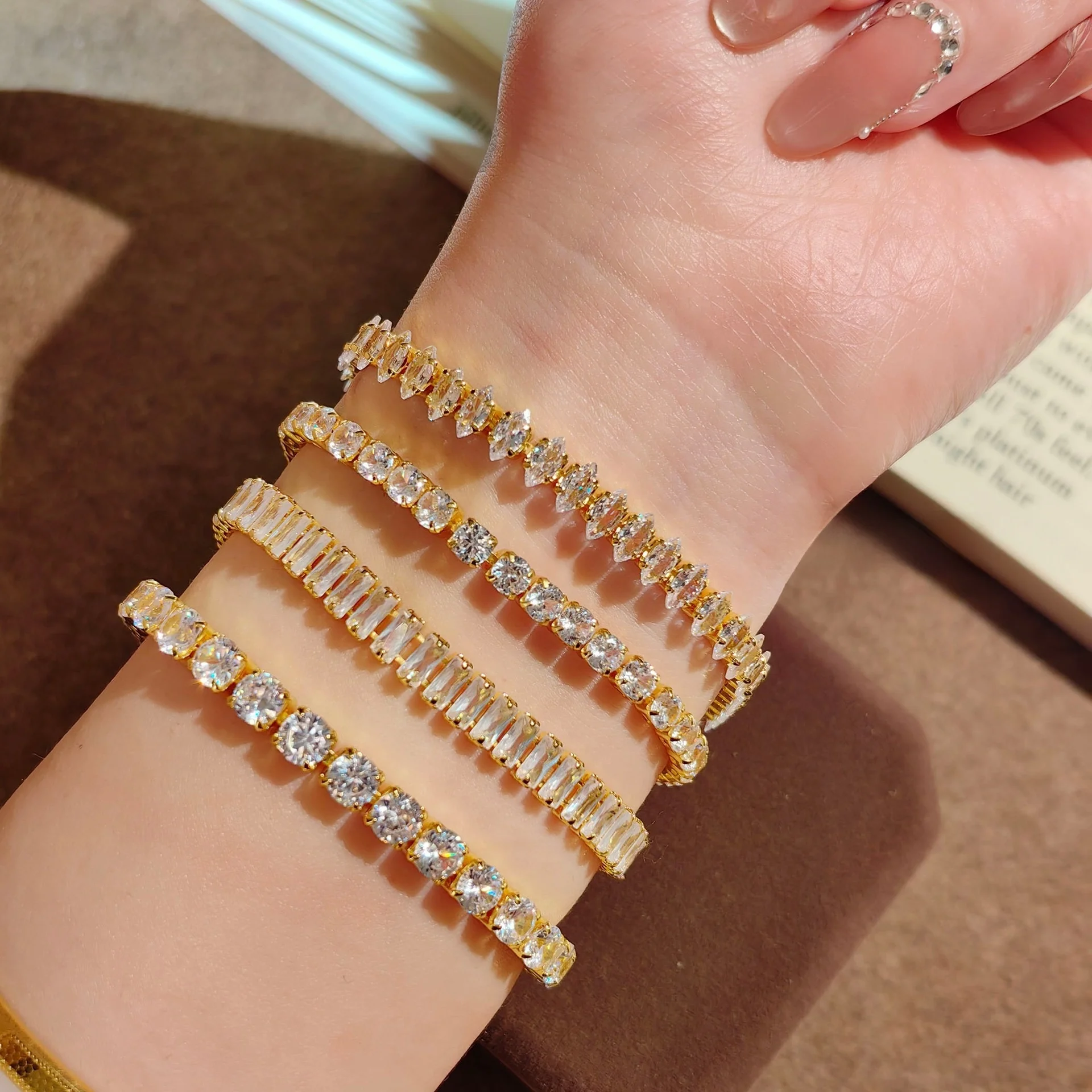 

European And American Hip-hop Zircon Tennis Chain Diamond Bracelet, Layered With Dazzling Trendy Fashion Bracelet