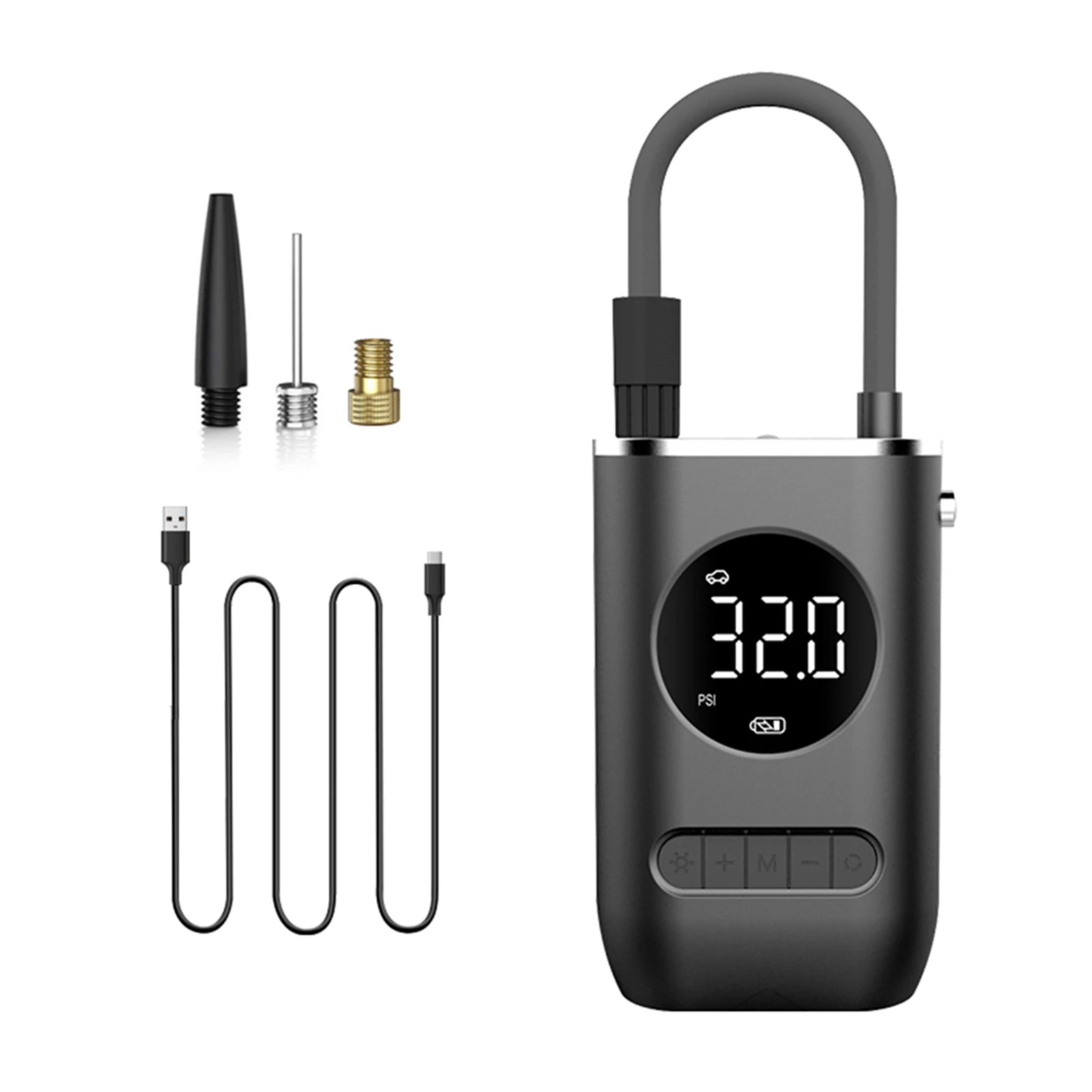 

Handheld Inflator Pump Car Inflator Pump 150PSI Handheld Portable Pump with Digital Display Flashlight for Bike Tire Ball