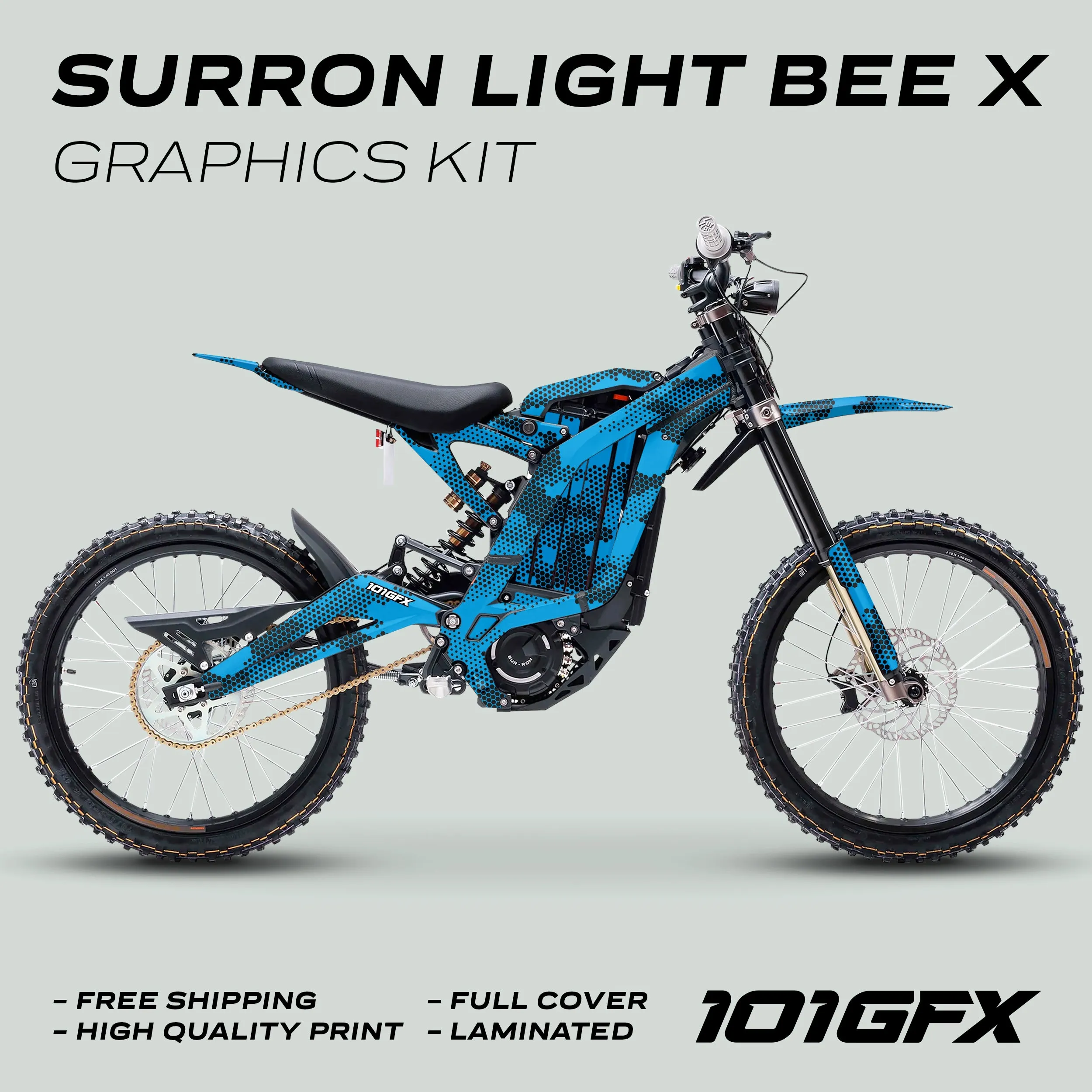 Graphics Kit HEXOCAM CYAN Stickers Honeycomb Camo Camouflage Hexagon Style Laminated  L1E eBike Emoto For Surron Light Bee X