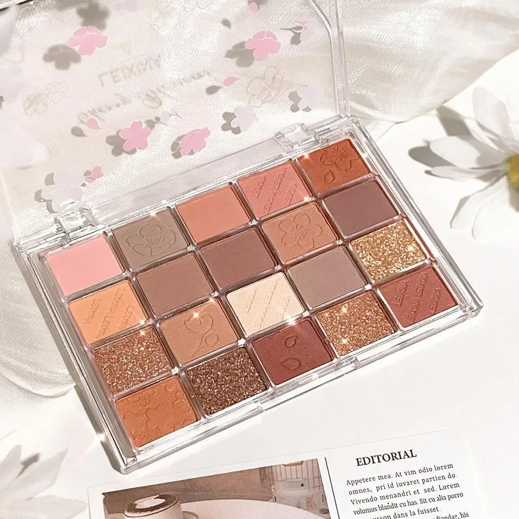 20 Color Glitter Eyeshadow Palette Pearlescent Matte Earth Color Acrylic Eye Shadows Palette Waterproof Korean Makeup Cosmetics